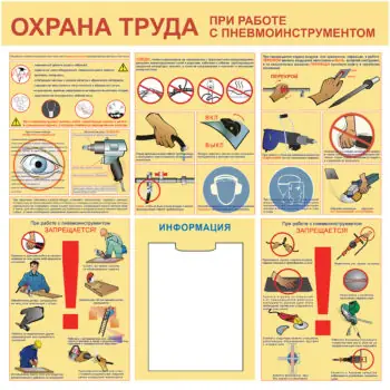 Стенд Охрана труда при работе с пневмоинструментом Пластик 1000 х 1000 мм